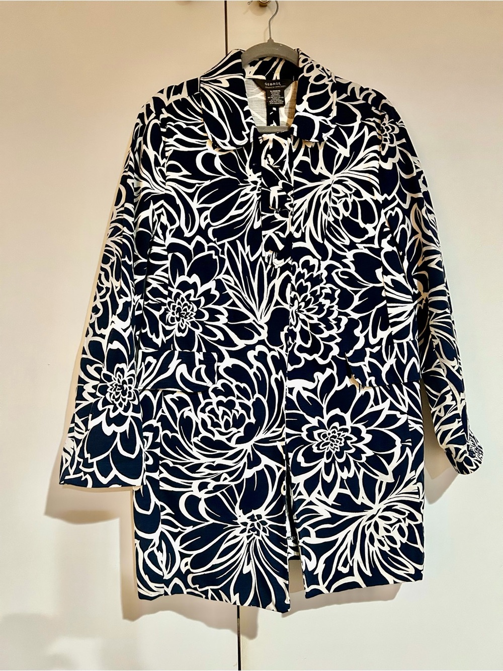 Navy and White Floral Jacket
